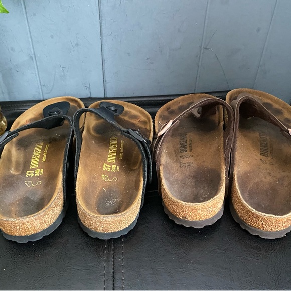 LOT 2 Pre-owned Birkenstock Gizeh Sandals in Black and Brown 37/6 Women’s - Picture 7 of 7